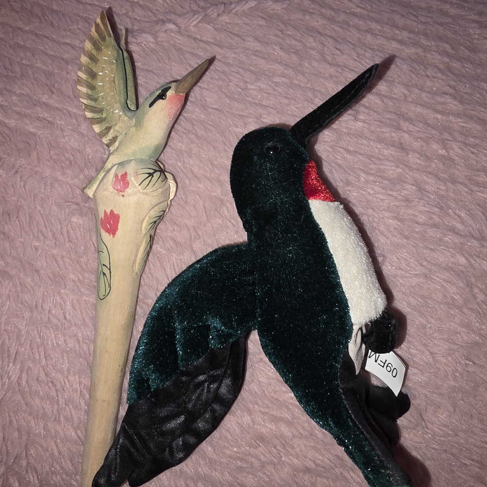 Vibrant Plush Hummingbird Toy - Green and Black